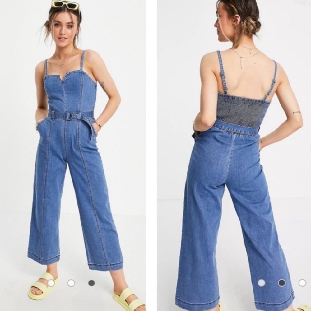 Hollister Blue Denim Jumpsuit with pockets and adjustable straps